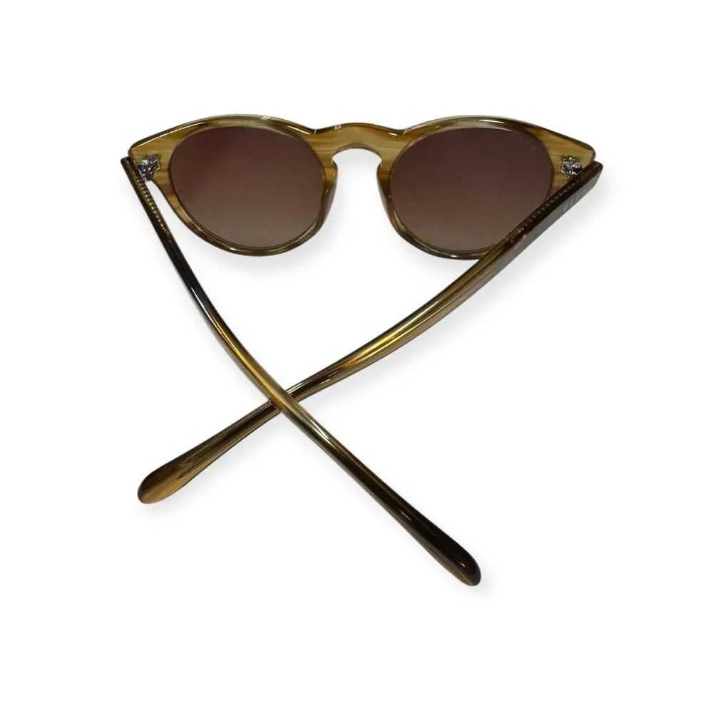 DIFF Sunglasses Cody Polarized Brown Lenses Wood Frame Brown‎ Retro Round Frame